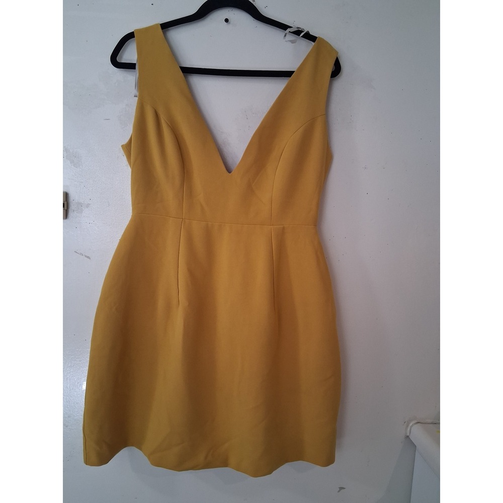 ASOS Womens Mustard Yellow Deep V-Neck Sleeveless Mini Dress Size US 8